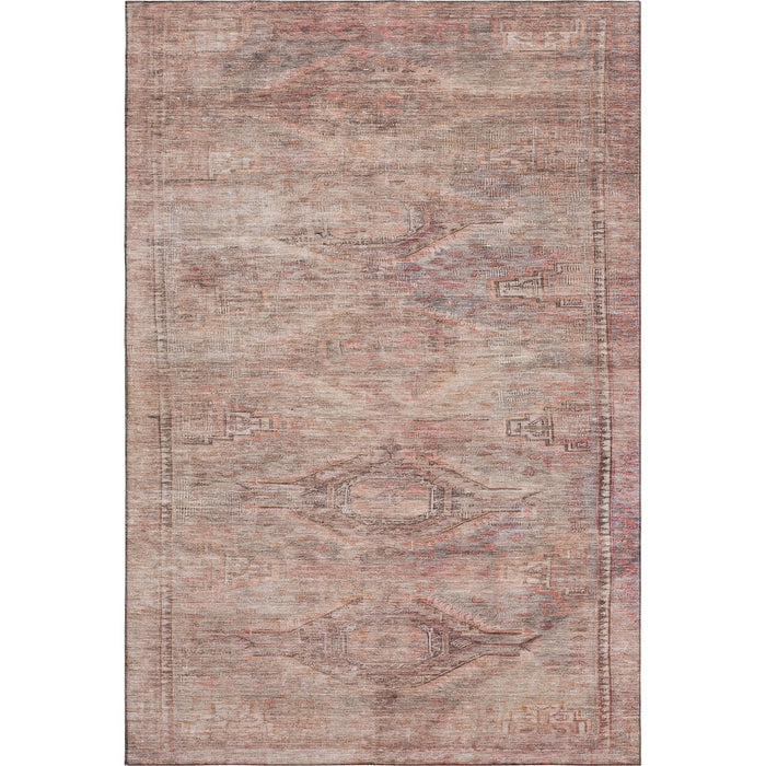 10' X 14' Abstract Geometric Washable Area Rug With UV Protection (695408) - Salmon / Copper / Beige