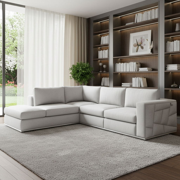 Italian Leather Reclining L-Shaped 2 Piece Corner Sectional - White