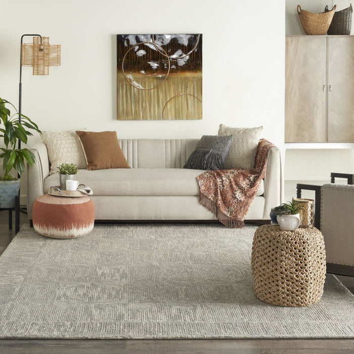 8' X 12' Wool Geometric Area Rug - Gray
