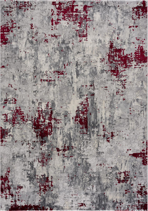 9' x 13' Modern Abstract Area Rug - Red And Gray