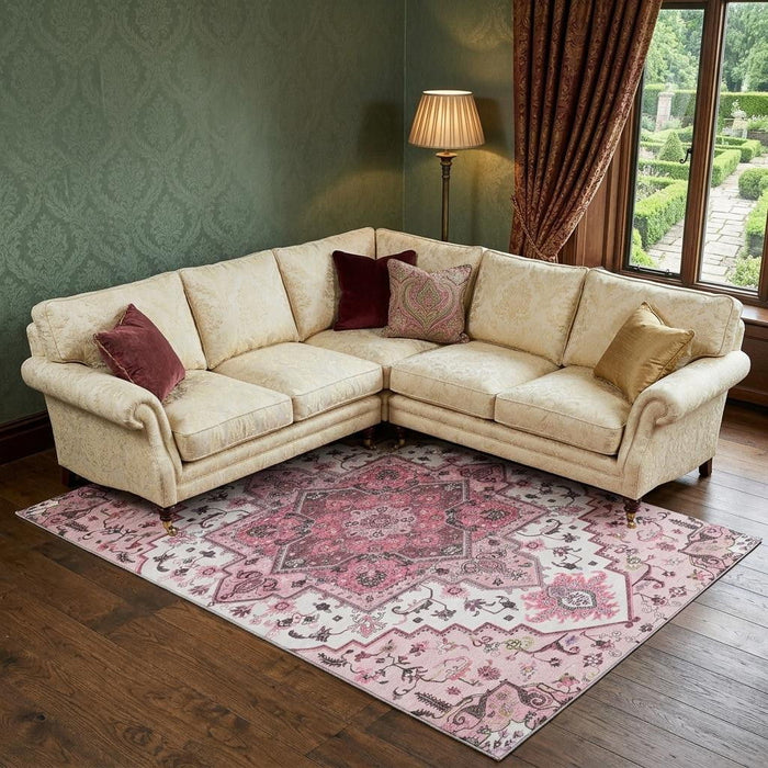 10' X 14' Oriental Washable Area Rug With UV Protection (681335) - Pink / Ivory / Gray