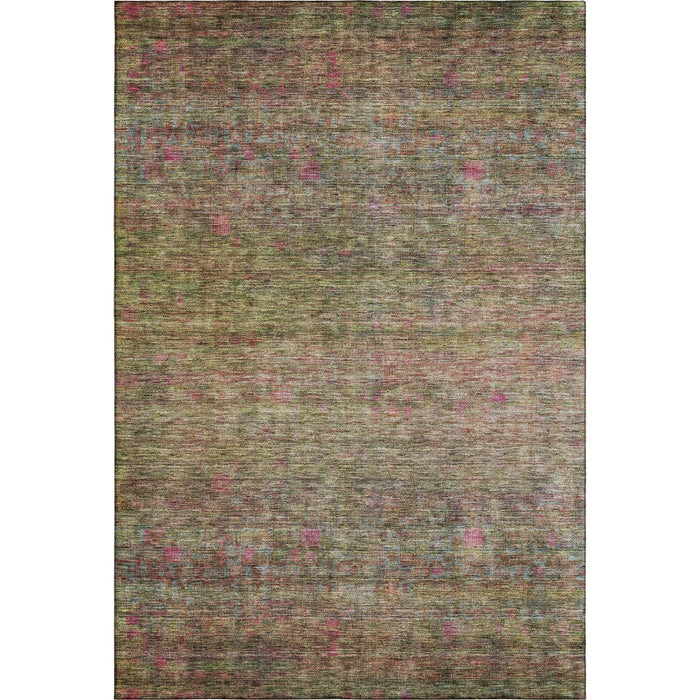 10' X 14' Abstract Washable Area Rug With UV Protection (688117) - Artichoke Green / Pink
