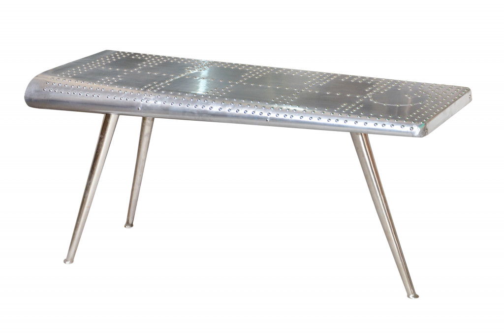 Aluminum Three Leg Console Table - Silver