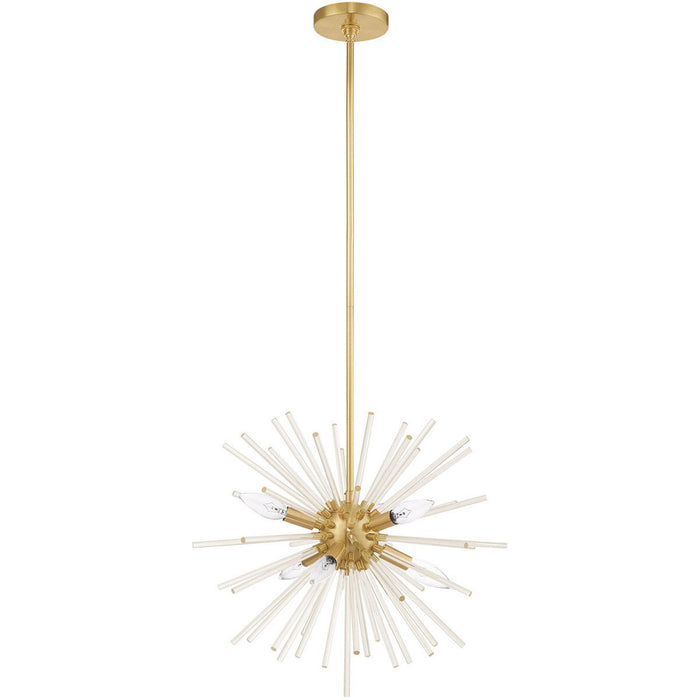 25'' Six Light Dimmable Chandelier With Shades - Brass
