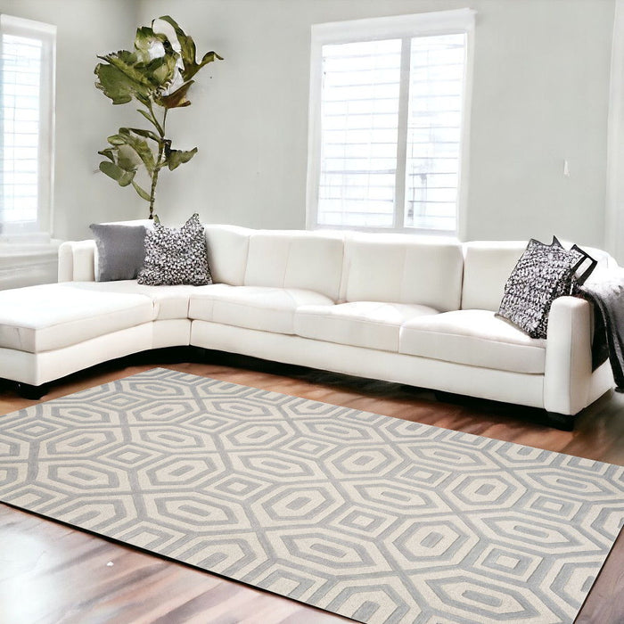 8' x 10.5' 6 Wool Area Rug - Grey