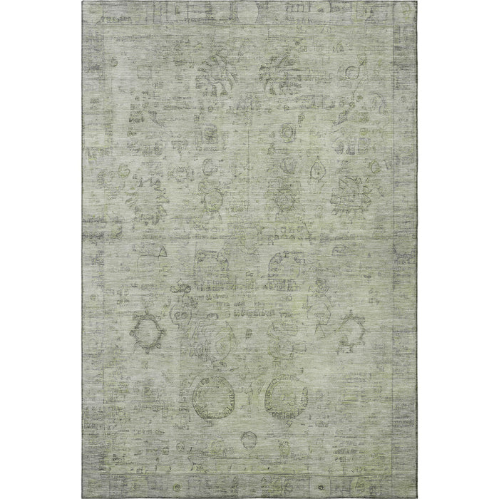 10' X 14' Oriental Washable Area Rug With UV Protection (700781) - Sage / Gray