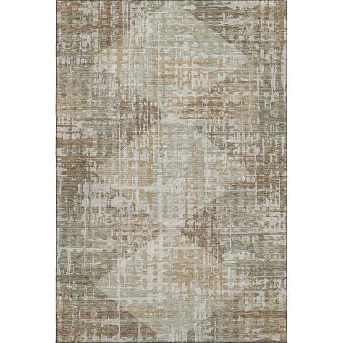 10' X 14' Geometric Washable Area Rug With UV Protection (714997) - Sage / Beige