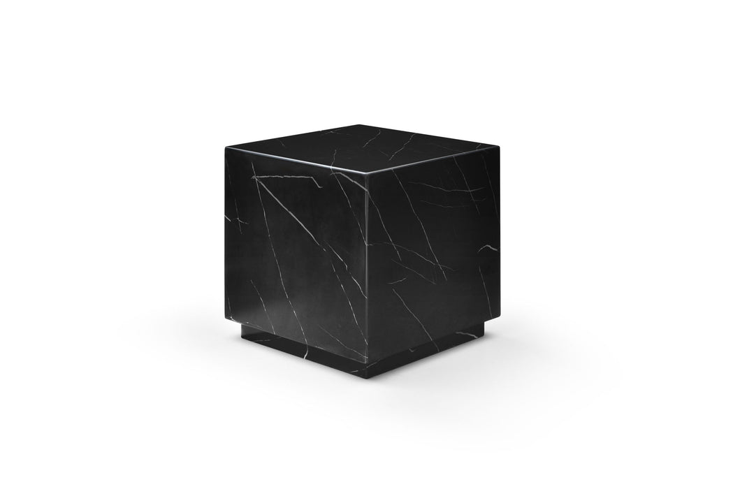 Marble Square Block End Table - Black