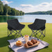 Giga outdoor camping chair set with two portable folding chairs featuring durable steel frames and comfortable seating
