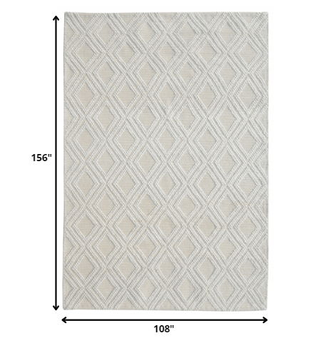9' x 13' Diamond Lattice Modern Area Rug - Ivory