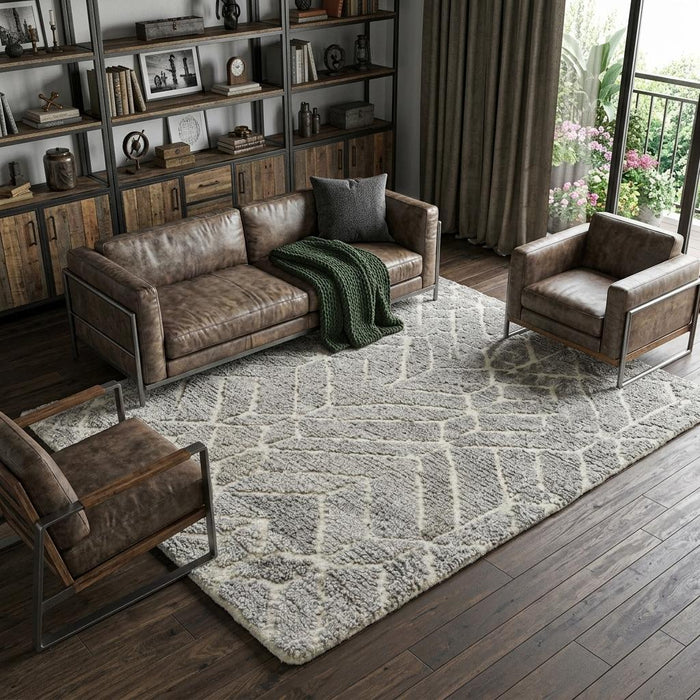 12' X 15' Geometric Hand Tufted Area Rug (744451) - Taupe / Gray / Ivory