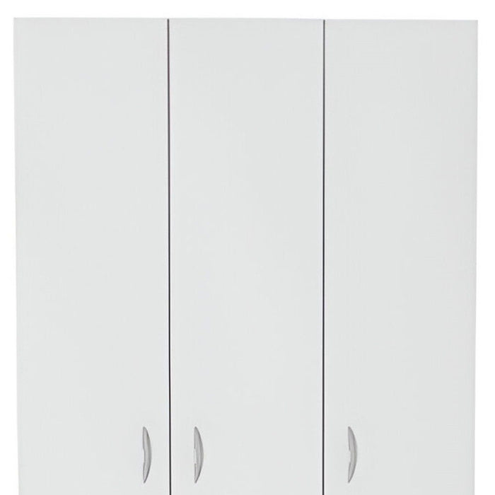 71" Modern Three Door Two Drawer Combo Dresser - White