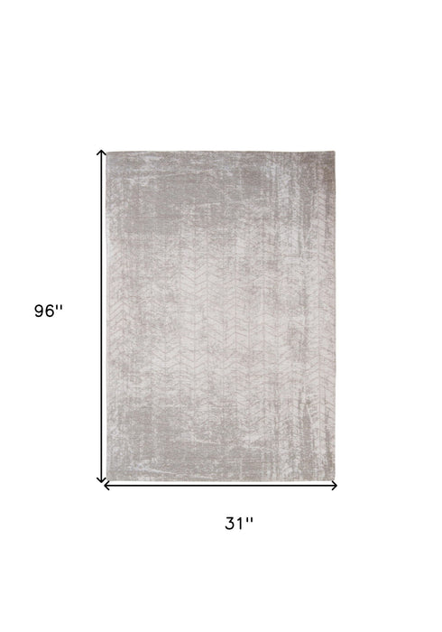 10' Chevron Non Skid Area Rug - Gray And White