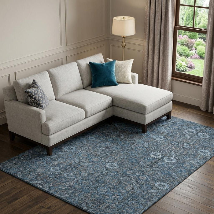 10' X 14' Tribal Washable Area Rug With UV Protection (649858) - Blue / Ivory