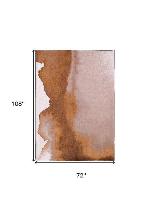 7' x 9' Abstract Non Skid Area Rug - Yellow And Brown