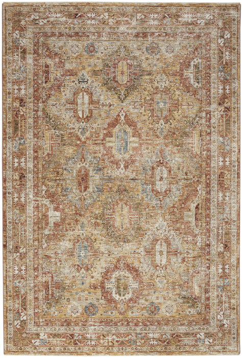 8' X 10' Geometric Distressed Area Rug (550819) - Rust / Ivory / Blue