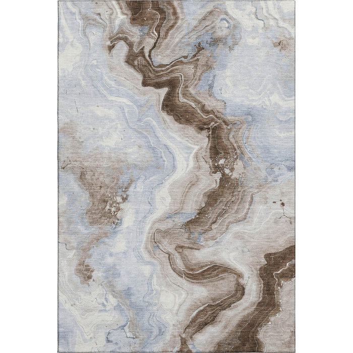 10' X 14' Abstract Washable Area Rug With UV Protection (706157) - Taupe / Blue / Ivory