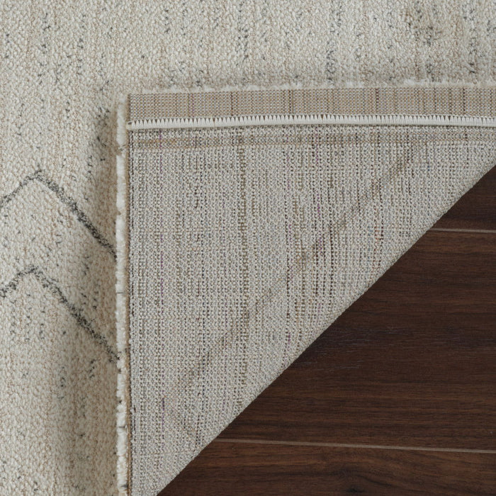 7.9' x 7.9' Modern Abstract Distressed Area Rug - Cream And Beige