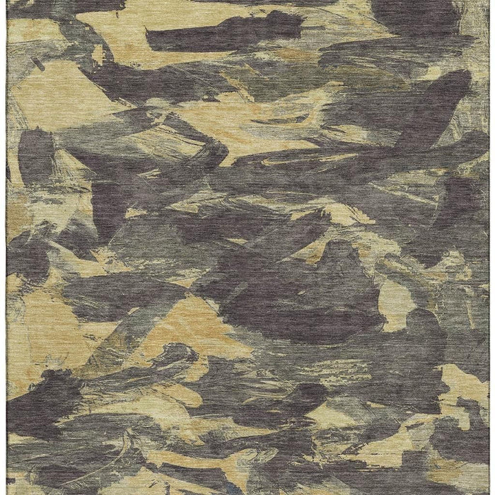 10' X 14' Abstract Washable Area Rug With UV Protection (693108) - Charcoal / Gold