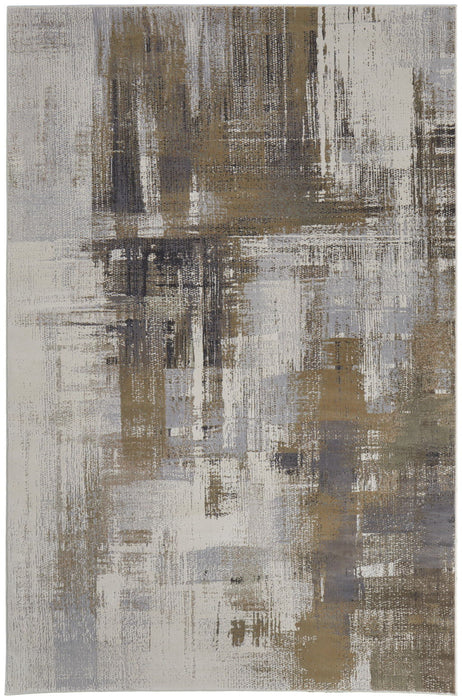 8' X 12' Abstract Area Rug - Gray And Brown
