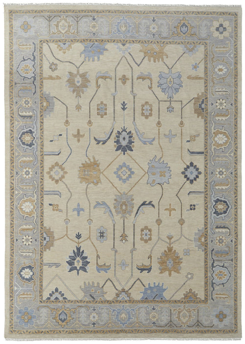 8' X 10' Wool Floral Hand Knotted Area Rug With Fringe - Gray