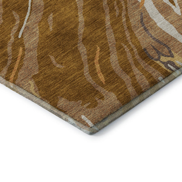 10' X 14' Abstract Washable Area Rug With UV Protection (681407) - Rust / Beige / Gray