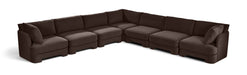 Meridian Furniture Hammond velvet performance fabric 7-piece corner sectional sofa with plush cushions and modern design.