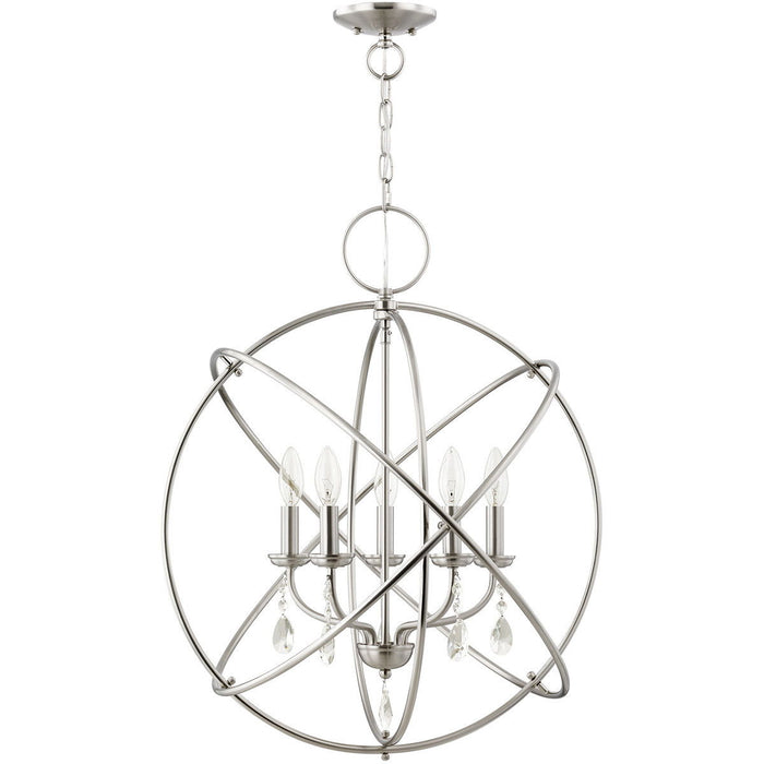 27" 5 Light Dimmable Chandelier With Shades - Nickel