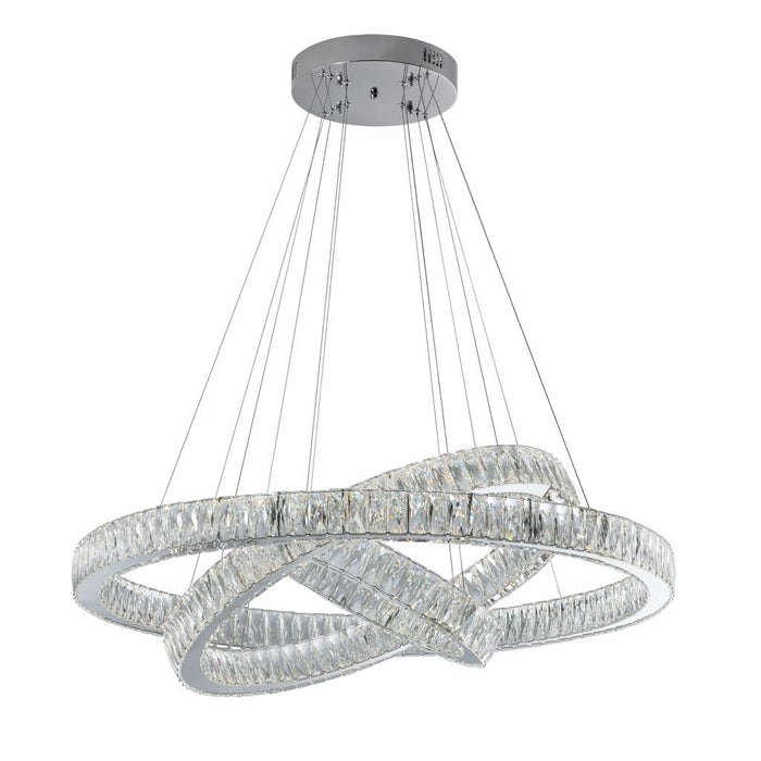 Three Light Crystal LED Dimmable Chandelier - Silver / Clear