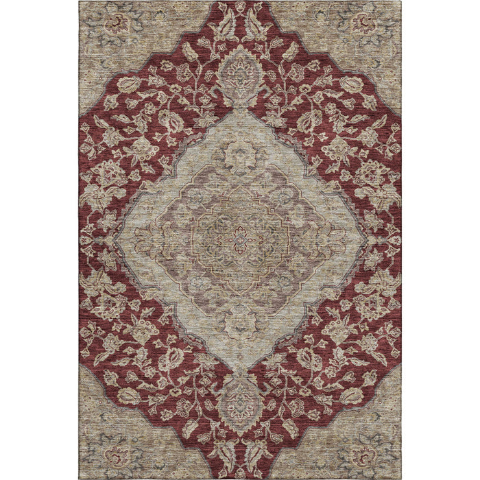 10' X 14' Floral Medallion Washable Area Rug With UV Protection (686903) - Burgundy / Beige / Gray