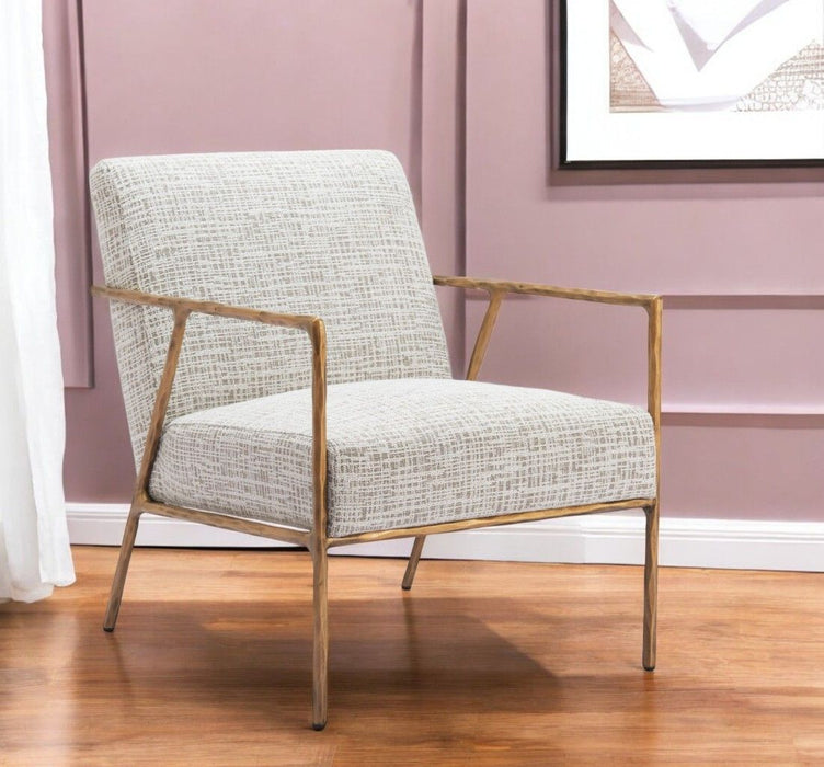 25" Upholstered Arm Chair - Beige / Gold