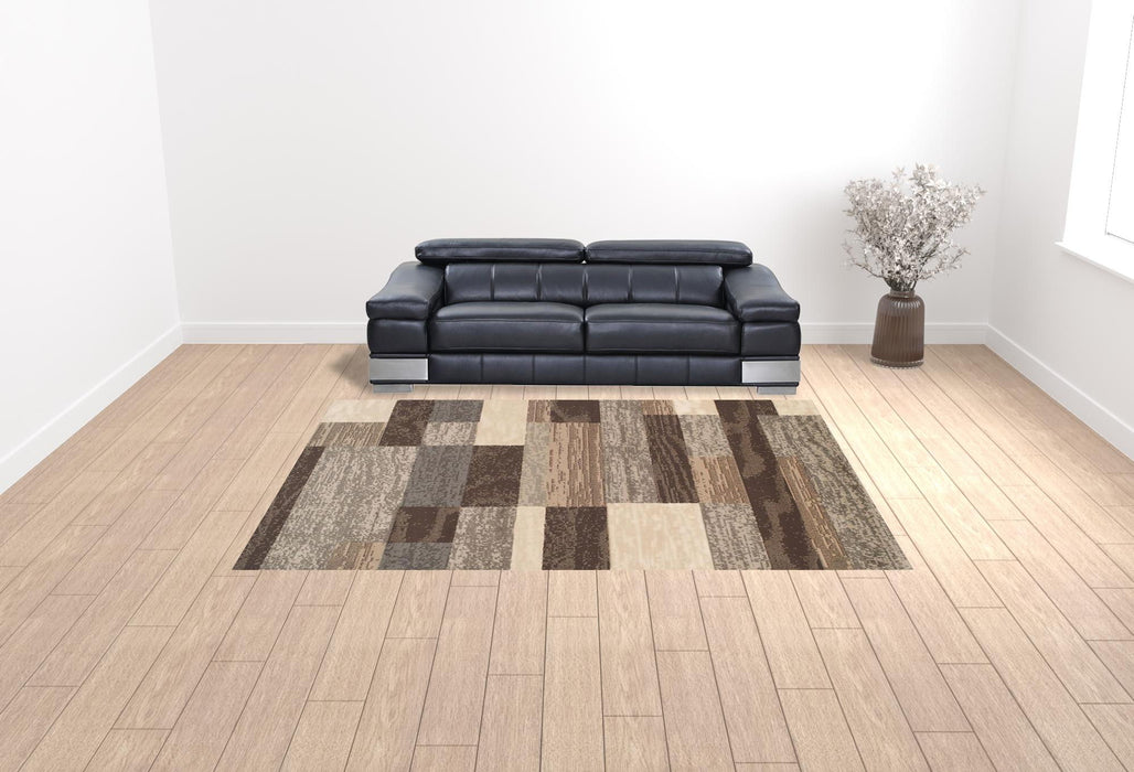 9' x 12' Patchwork Power Loom Stain Resistant Area Rug - Slate