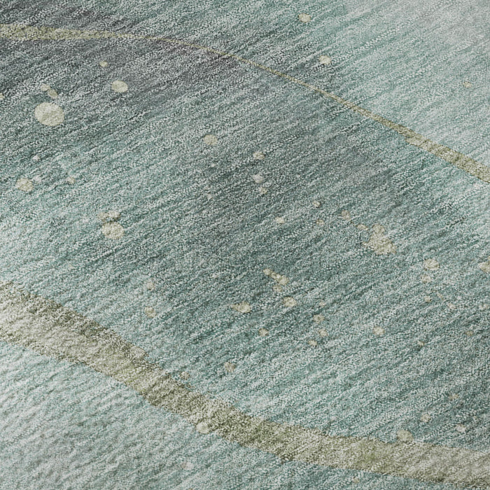 10' X 14' Abstract Washable Area Rug With UV Protection (694260) - Teal / Green / Ivory