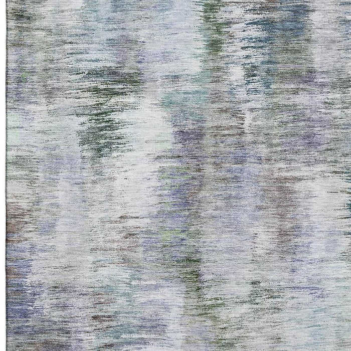 10' X 14' Abstract Washable Area Rug With UV Protection - Green And Gray