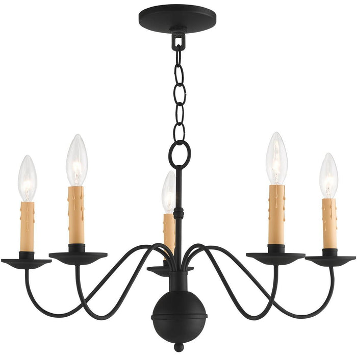 13'' Five Light Dimmable Chandelier With Shades - Black