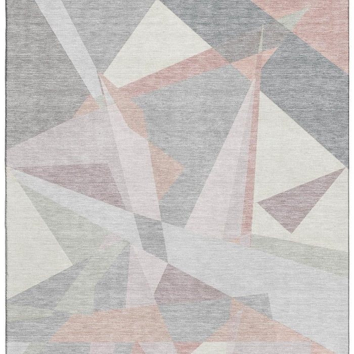 10' X 14' Geometric Washable Area Rug With UV Protection (696530) - Blush / Ivory / Gray