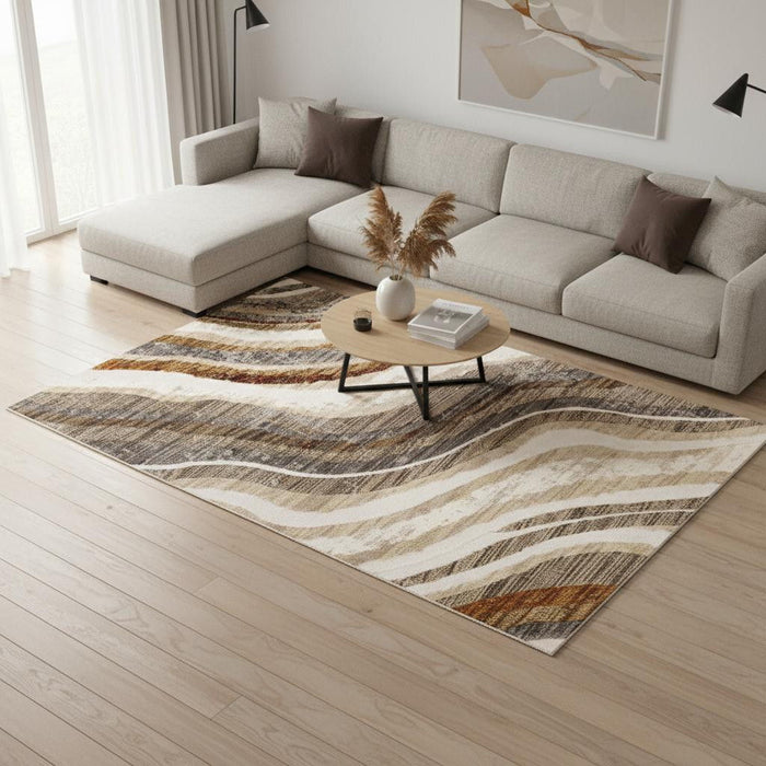 8' X 10' Abstract Area Rug (660185) - Cream / Beige