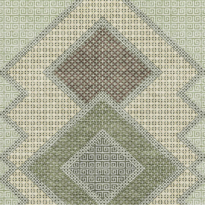 10' X 14' Geometric Washable Area Rug With UV Protection (718298) - Green / Gray