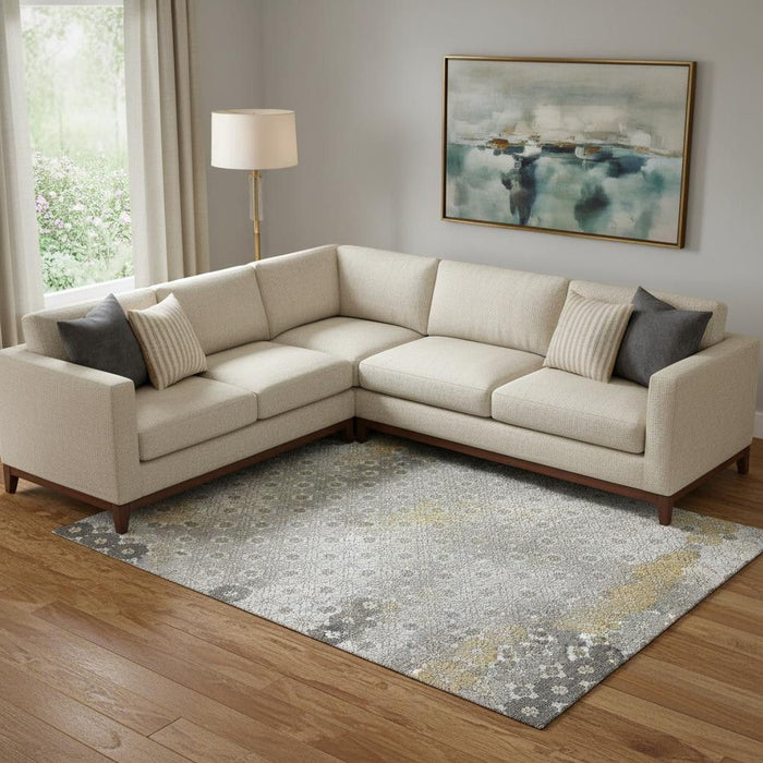 10' X 14' Geometric Washable Area Rug With UV Protection (696866) - Gray / Silver / Beige
