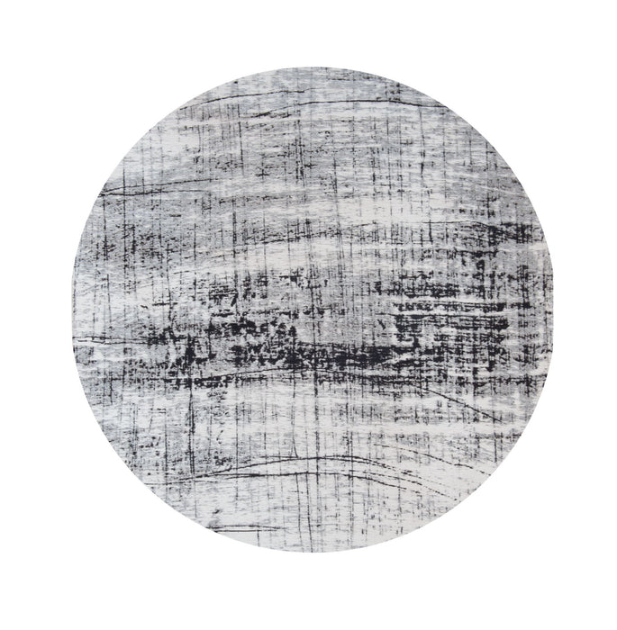 8' Round Abstract Non Skid Area Rug - Black And White