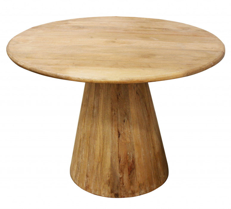 42" Solid Wood Pedestal Base Round Top Dining Table - Natural