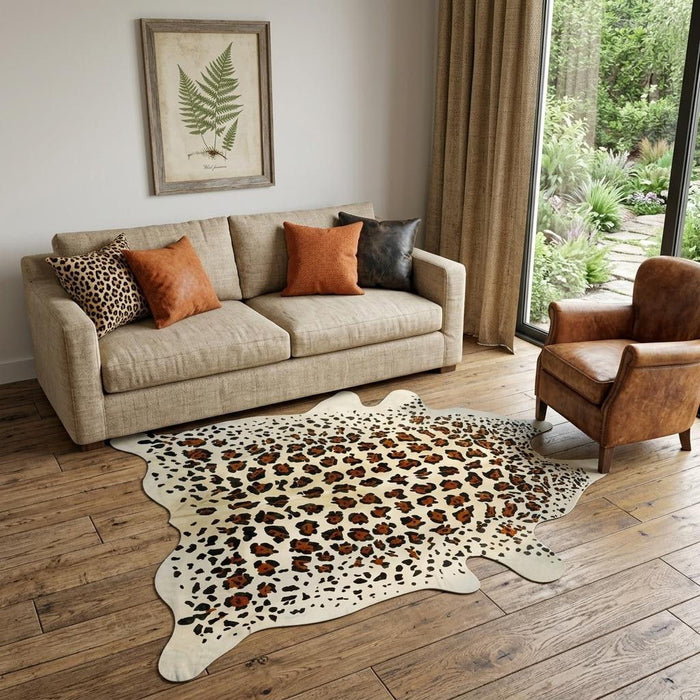6' X 7' Cowhide Hand Knotted Area Rug (544365) - Brown / Gold