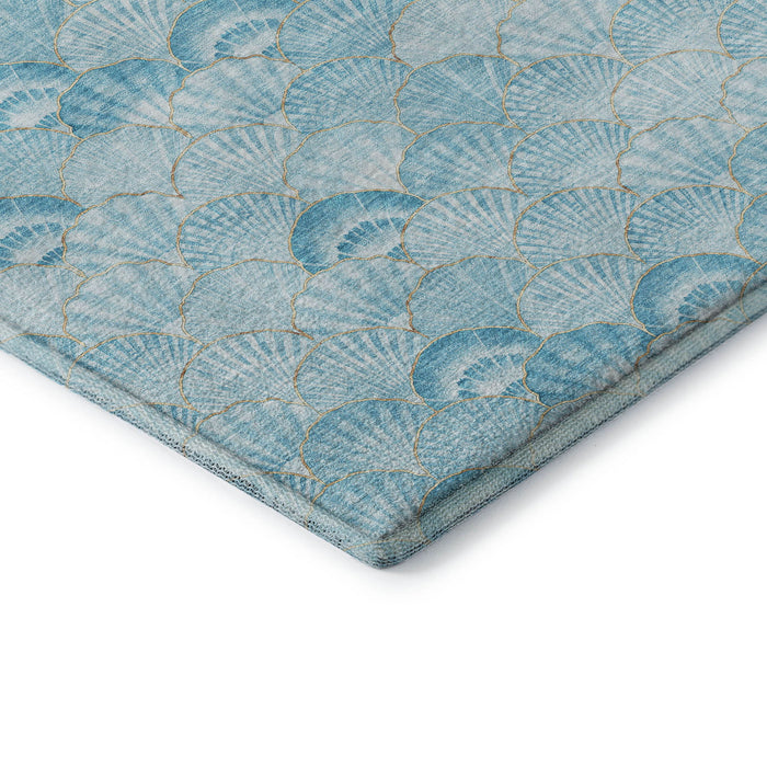 10' X 14' Geometric Washable Area Rug With UV Protection (645726) - Aqua / Ivory