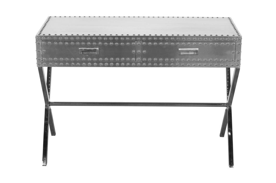 Aluminum Cross Leg Console Table With Storage - Silver