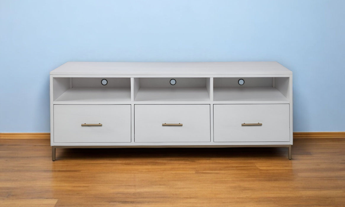 Mahogany Solids & Veneer Open Shelving, TV Stand - White