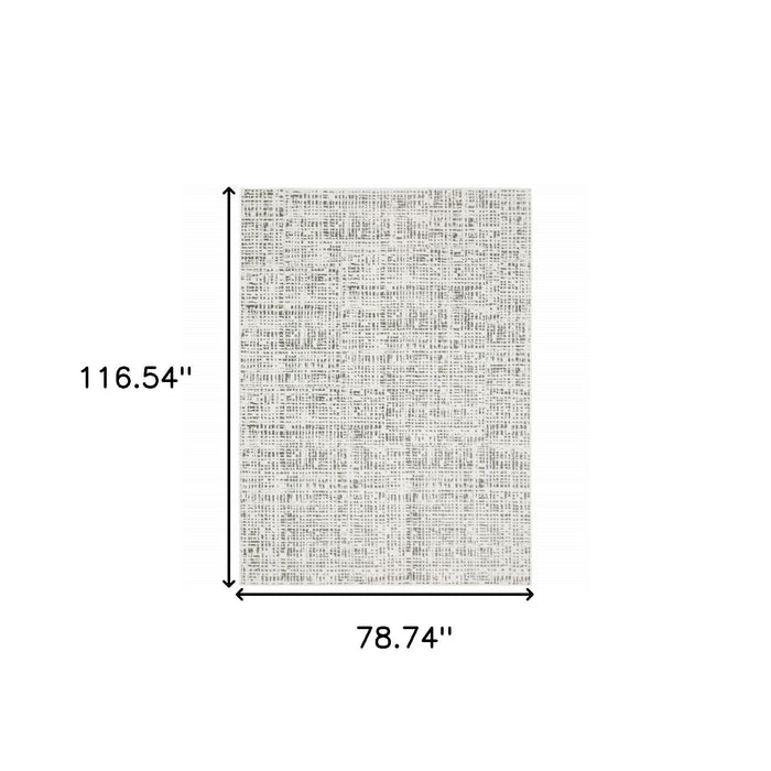 7' x 10' Abstract Power Loom Area Rug - White And Gray
