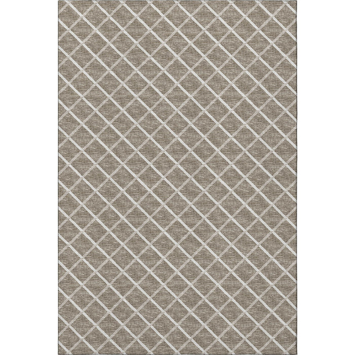 10' X 14' Geometric Washable Area Rug With UV Protection - Taupe / Ivory