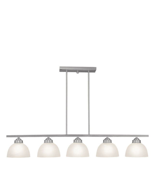8" Five Light Dimmable Chandelier With Shades - Nickel