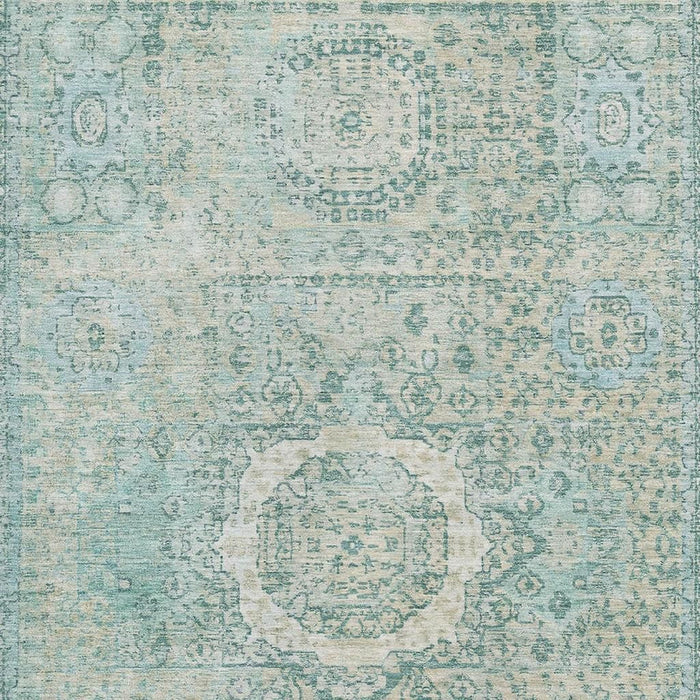 10' X 14' Oriental Washable Area Rug With UV Protection (699800) - Turquoise / Beige