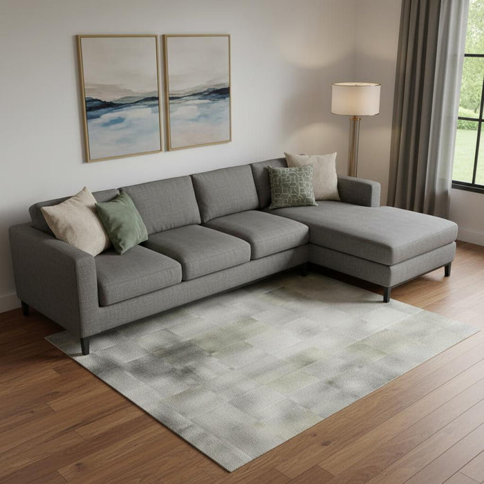 10' X 14' Abstract Washable Area Rug With UV Protection (705629) - Artichoke Green / Ivory